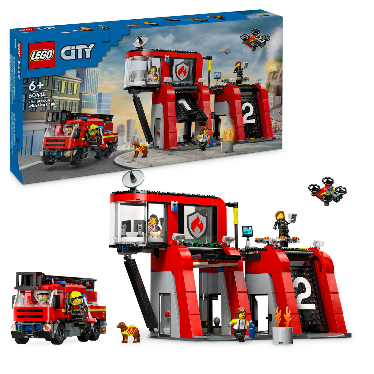 LEGO City - Statie si camion de pompieri 60414, 843 piese