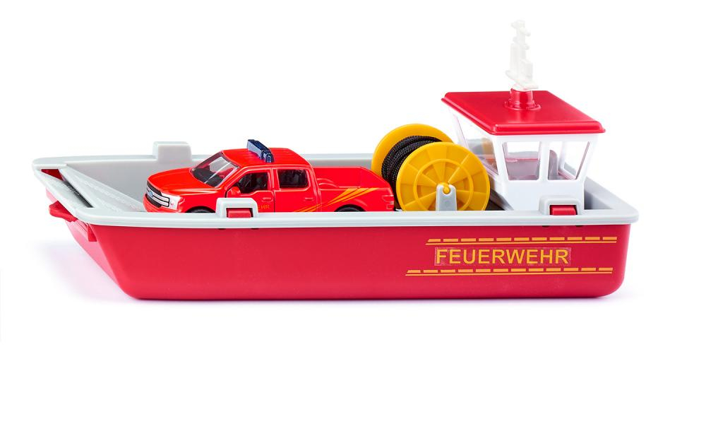 Barca de pompieri multifunctionala cu vehicul, Siku 2117