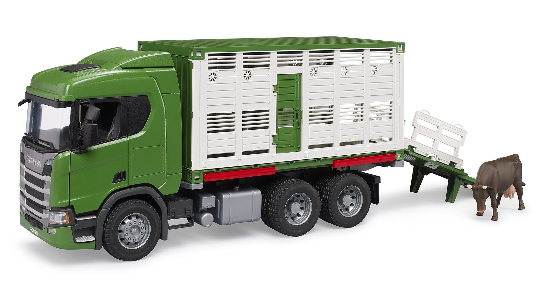 Camion transport animale, Scania Super 560R cu 1 vaca, Bruder 03548