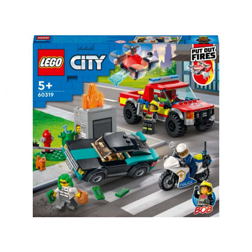 LEGO® City - Stingere de incendiu si urmarire politista 60319, 295 piese