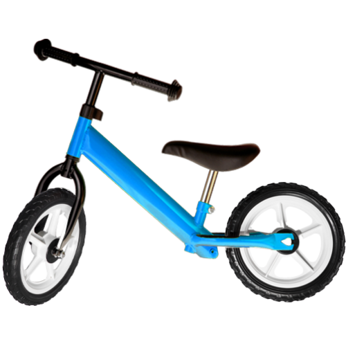 Bicicleta fara pedale albastru pentru copii, cu roti albe