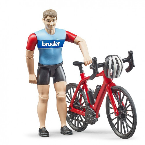 Figurina ciclist cu bicicleta de curse, Bruder 63110
