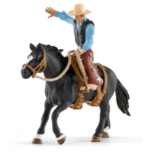 Figurina Schleich 41416, Calaret rodeo cu cal si cowboy