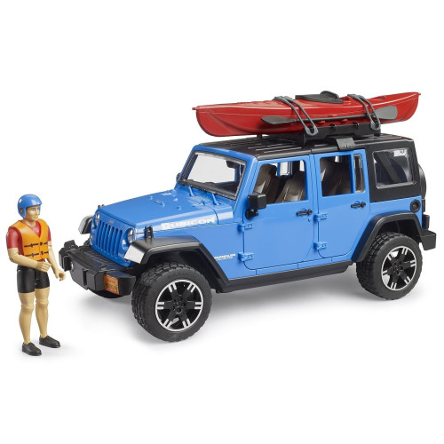 Jeep Wrangler Rubicon Unlimited, cu caiac si figurina, Bruder 02529