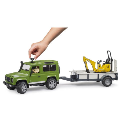 Masina Land Rover Defender cu remorca, cu excavator JCB, Bruder 02593 - element galerie