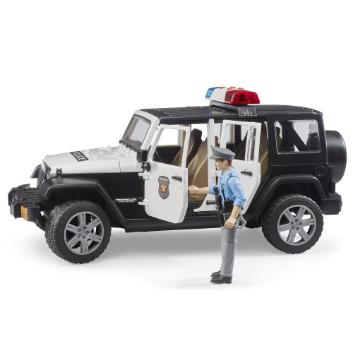 Jeep Bruder Wrangler Rubicon Poliție cu figură și lumini + sunet