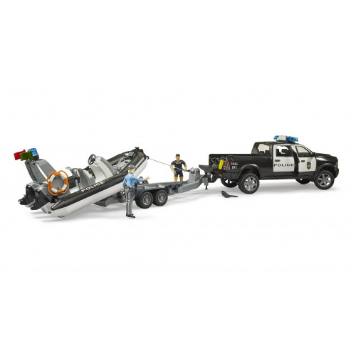 Masina de politie RAM 2500 Pickup cu remorca si barca, Bruder 02507 - element galerie