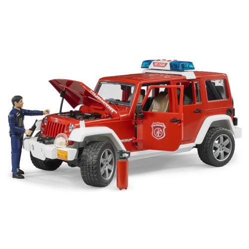 Masina de pompieri Jeep Wrangler Rubicon cu pompier, Bruder 02528 - element galerie
