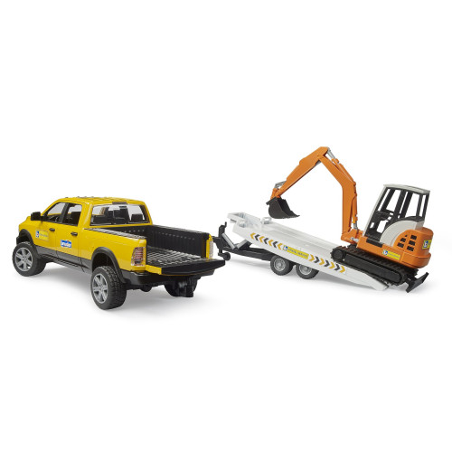 Mașinuță Bruder 02546, RAM 2500 cu remorcă și mini excavator - element galerie