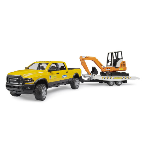 Mașinuță Bruder 02546, RAM 2500 cu remorcă și mini excavator - element galerie