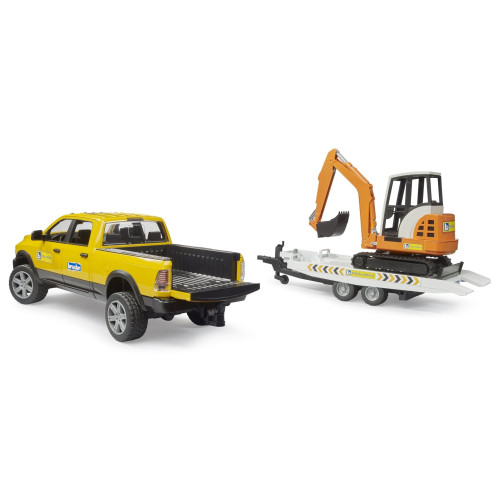 Mașinuță Bruder 02546, RAM 2500 cu remorcă și mini excavator - element galerie