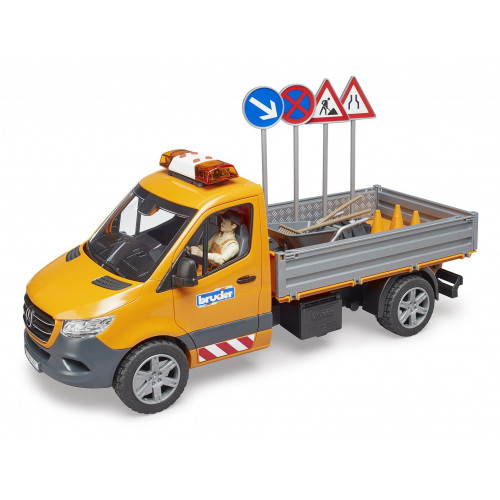 Mercedes Benz Sprinter basculabil cu girofar, sofer si accesorii - Bruder 02677 - element galerie