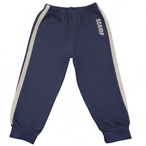 Pantaloni trening cu elastic in talie, albastru inchis cu dungi gri