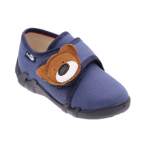 Pantofi baietel, din material textil, albastru, cu scai, Bear - element galerie