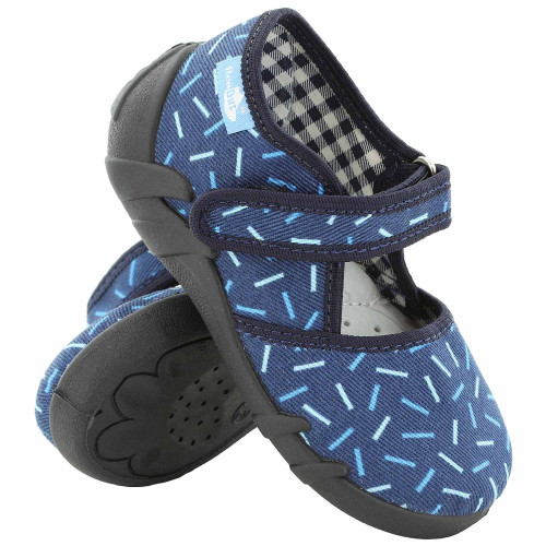 Pantofi baietel, din material textil, albastru cu scai
