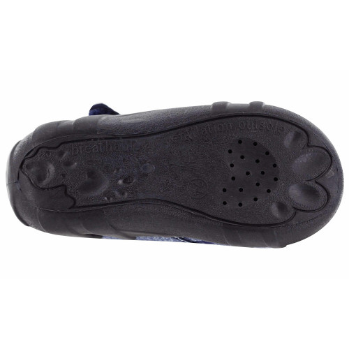 Pantofi baietel cu scai, din material textil, bleumarin, cu motiv - element galerie