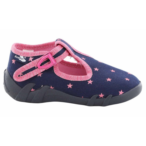 Pantofi fetite, din material textil, bleumarin cu motive stelute - element galerie