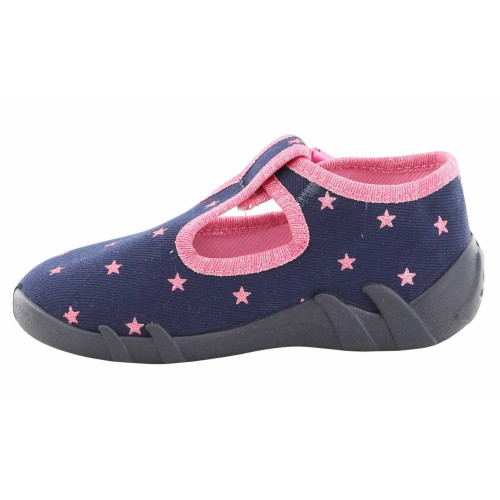 Pantofi fetite, din material textil, bleumarin cu motive stelute - element galerie