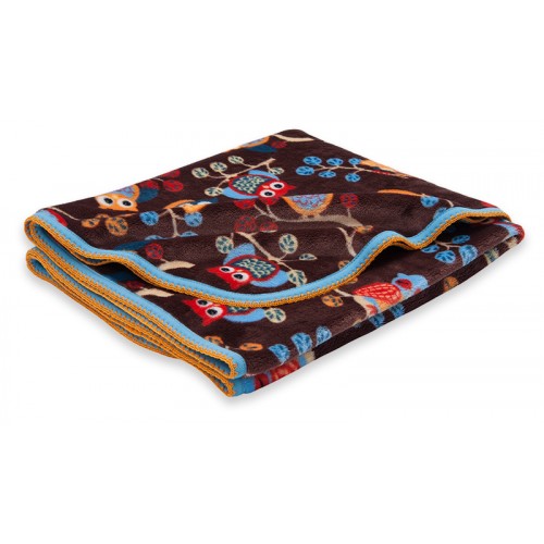 Paturica bebelusi, premium Cosy, 75 x 120 cm, maro cu motive bufnite