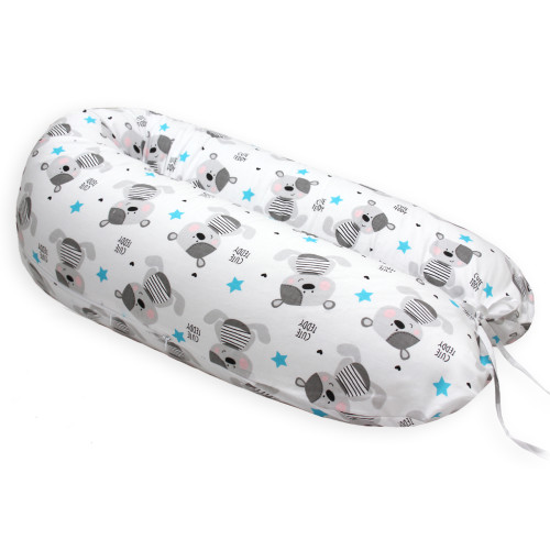 Perna de gravide si alaptare cu husa detasabila din bumbac, 150 cm, Blue Star Bear