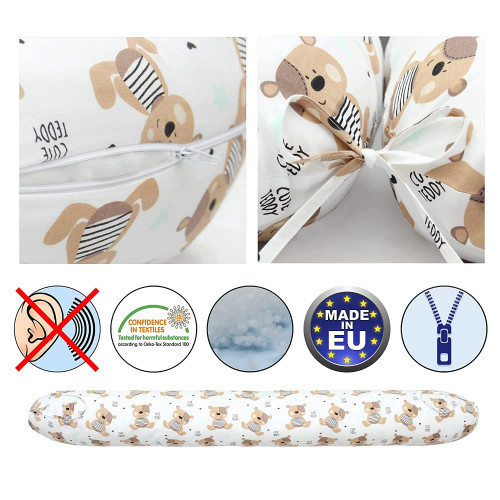 Perna Scamp 3 in 1 pentru gravide, alaptat, bebelusi, 150 cm, White Brown Bears - element galerie