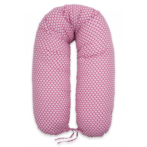 Perna Scamp 3 in 1 pentru gravide, alaptat, bebelusi, 150 cm, rosu cu floricele - element galerie