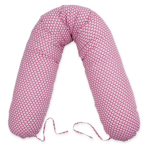 Perna Scamp 3 in 1 pentru gravide, alaptat, bebelusi, 150 cm, rosu cu floricele - element galerie