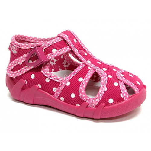 Sandale fetite cu catarama, din material textil, roz