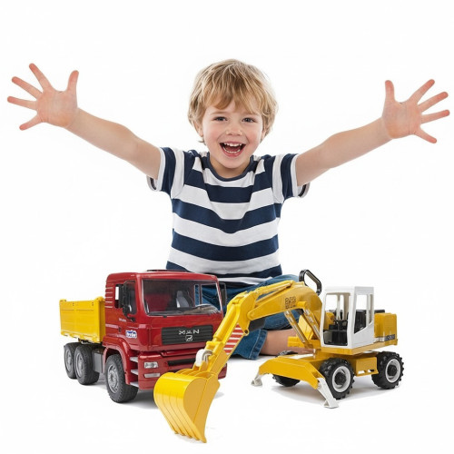 Camion basculabil MAN cu excavator Liebherr - Bruder 02751 - element galerie