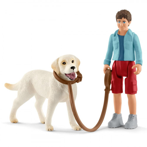 Set figurina Schleich 42478, plimbare cu Labrador retriever