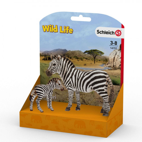 Set Wild Life Schleich 14797, Zebra si pui de zebra