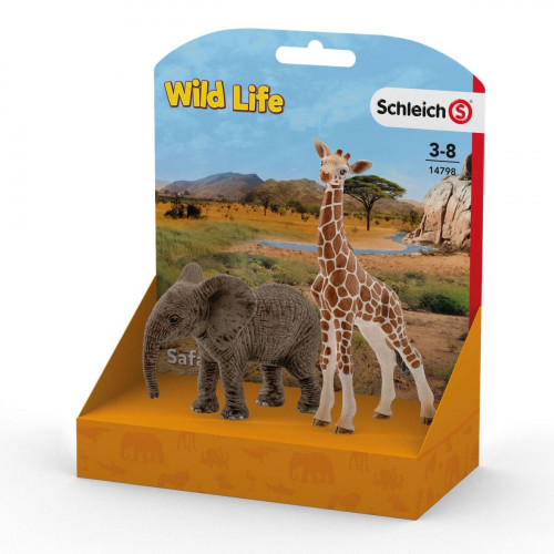 Set Wild Life Schleich 14798, Pui de Elefant si pui de Girafa