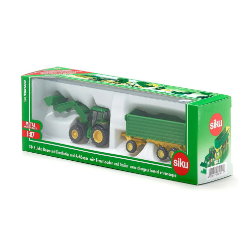 Tractor John Deere cu incarcator frontal si remorca, Siku 1843 - element galerie