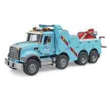 Camion de remorcare Bruder MACK Granite cu lumini si sunet, macara si troliu