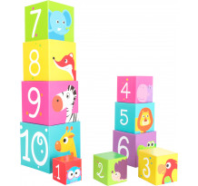 Cuburi de constructie cu numere si animale salbatice, din carton