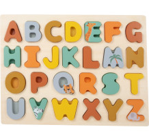 Puzzle alfabet litere Mari, din lemn, Safari