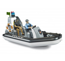 Barca de politie cu girofar, 2 figurine si accesorii, Bruder 62733