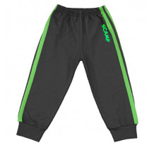 Pantaloni trening cu elastic in talie negru cu dungi verzi