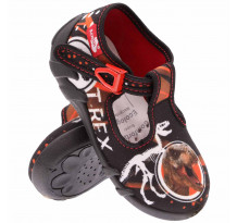 Pantofi baietel, cu catarama, din material textil, negru, T-rex