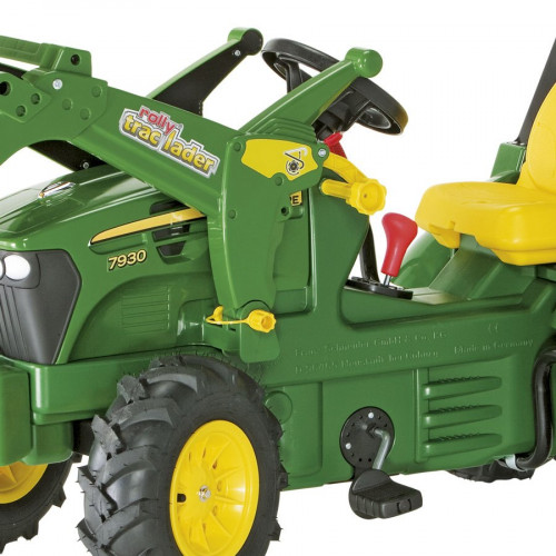 Tractor cu pedale Rolly Toys 710126, John Deere 7930 cu anvelope pneumatice, schimbator de viteze si frana