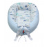 Cuib pentru bebelusi Scamp, Premium Baby Nest, cu saltea de cocos, 100% bumbac, antialergic, Blue Car Dots 
