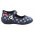 Pantofi fetite, din material textil, albastru inchis cu floricele albe REB5253