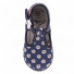 Pantofi fetite, cu catarama, din material textil, albastru inchis cu floricele albe
