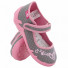 Pantofi fetite, cu scai, din material textil, gri-roz, cu motiv brodat