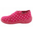 Papucei fetite, din material textil, roz, cu bulinute albe REB5045
