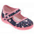 Papucei fetite, cu scai, din material textil, bluemarin cu roz, cu motiv floricele REB5277
