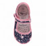 Papucei fetite, cu scai, din material textil, bluemarin cu roz, cu motiv floricele REB5277