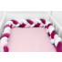 Protectie laterala patut Scamp, impletita, 210 cm, alb-roz-fucsia