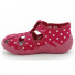 Sandale fetite, din material textil, roz, cu bulinute albe