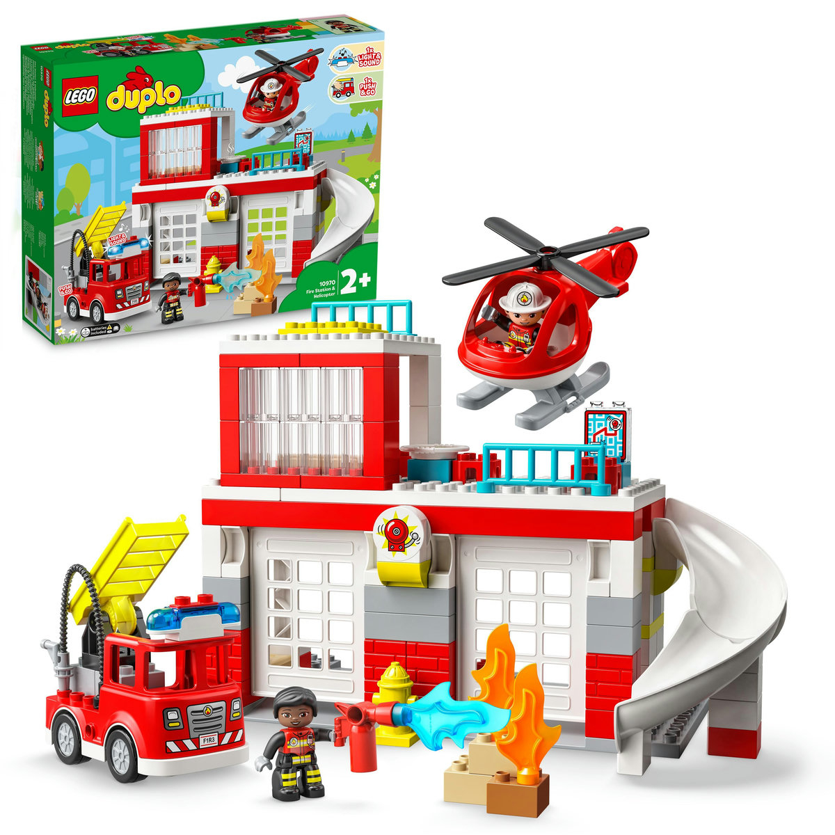 LEGO(R) DUPLO - Remiza de pompieri si elicopter pentru salvare 10970, 117 piese